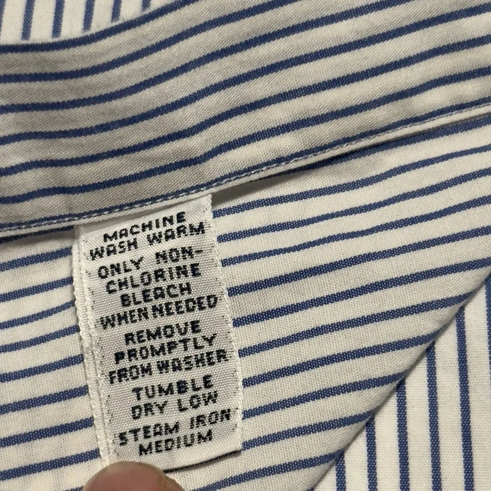 Polo Ralph Lauren Shirt Mens 16.5 Blue Pin Stripe Short Sleeve Button Yarmouth‎